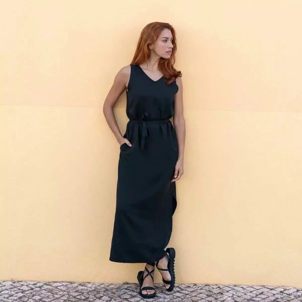 Widda Maxikleid Vani Ecovero Langes Sommerkleid Schwarz