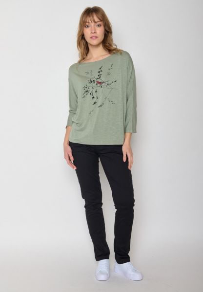 Greenbomb Bird Simper Bat-Cut Longsleeve Hellgrün