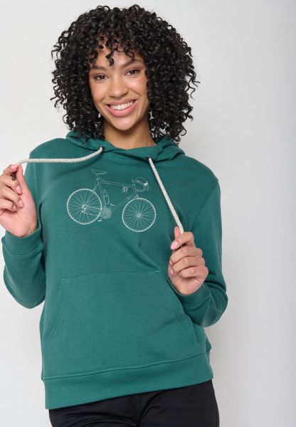 Greenbomb Kapuzen-Sweater Bike-Classic Chipper Grün Fahrradmotiv