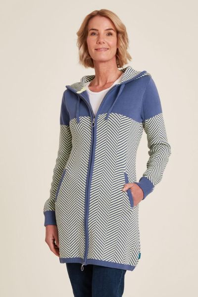 Tranquillo Oberschenkellange Strickjacke Bio-Baumwolle Jacquard