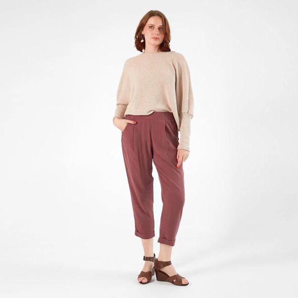 Widda Bundfaltenhose Jupp Tencel Bequeme Schlupfhose Mauve