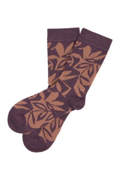 Tranquillo Socken florales Muster Aubergine Bio-Baumwolle 