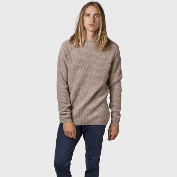 Klitmøller minimalistischer Struktur Pulli Frede Merinowolle Beige