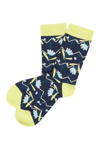 Tranquillo Blumenmuster Socken Lemon Blau Bio-Baumwolle GOTS